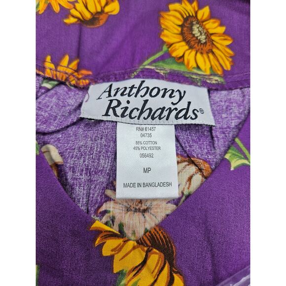 Anthony Richards Purple Sunflowers Mumu Dress‎ Size MP New Lightweight SS - Picture 10 of 10
